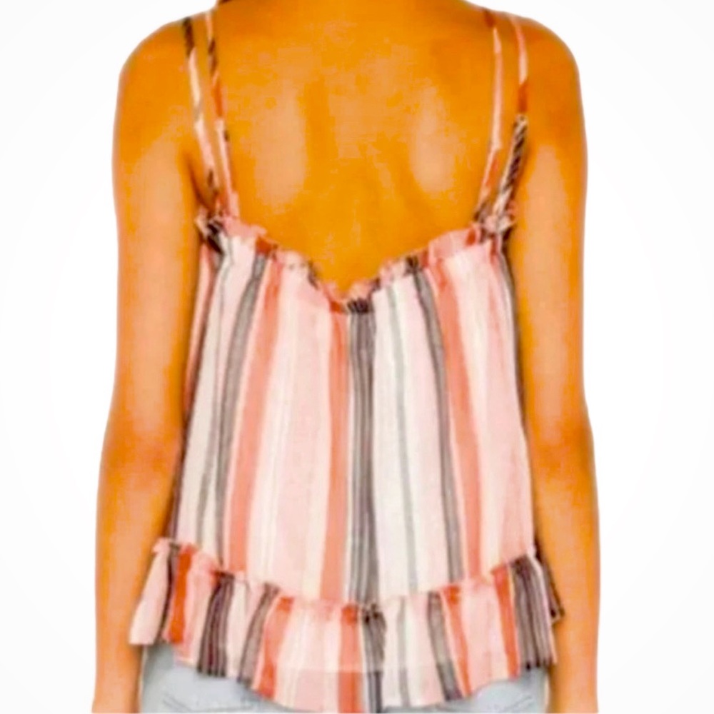 Jack By BB Dakota Multicolor Striped Walk The Line Ruffle Tank Top, Size Large - Picture 2 of 13